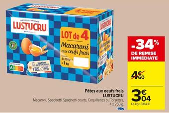 Carrefour Market Lustucru pâtes aux oeufs frais offre