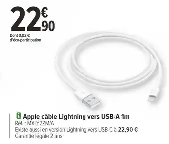 Carrefour Apple câble lightning vers usb-a 1m offre