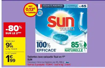 Carrefour Market Sun tablettes lave-vaisselle tout en 1(d) offre