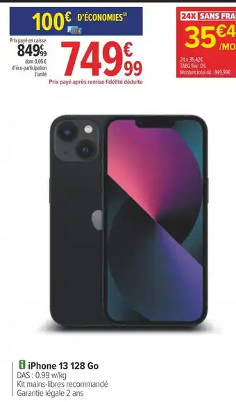 Carrefour Apple iphone 13 128 go offre