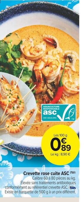 Carrefour Market Crevette rose cuite asc offre