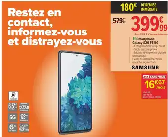 Carrefour Samsung smartphone galaxy s20 fe 5g offre