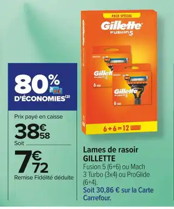 Carrefour Market Gillette lames de rasoir offre