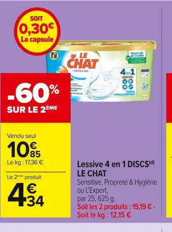 Carrefour Market Le chat lessive 4 en 1 discs(d) offre