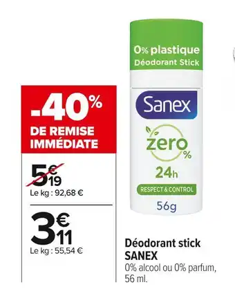 Carrefour Market Sanex déodorant stick offre