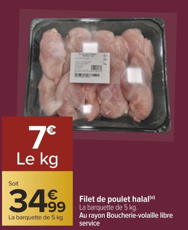 Promo Filet de poulet halal chez Carrefour