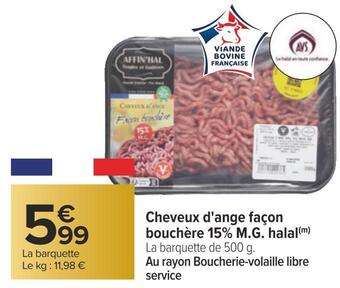 Cheveux d'ange façon bouchère 15% m.g. halal