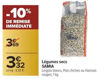 Carrefour Samia légumes secs offre