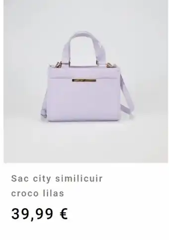 Sac city similicuir croco lilas