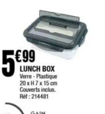 La Foir'Fouille LUNCH BOX Verre - Plastique 20 x H 7 x 15 cm Couverts inclus. Ref: 214481 offre