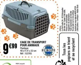 La Foir'Fouille CAGE DE TRANSPORT POUR ANIMAUX offre