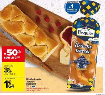 Carrefour Brioche tressée nature (m) PASQUIER offre