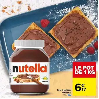 Carrefour Pâte à tartiner NUTELLA 1 Kg. - offre