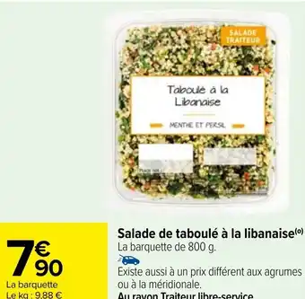 Carrefour Salade de taboulé à la libanaise (⁰) La barquette de 800 g. offre