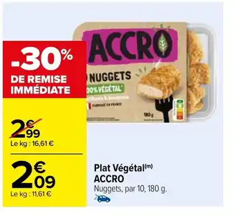 Carrefour Plat Végétal(m) ACCRO Nuggets, par 10, 180 g. offre