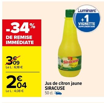 Carrefour Jus de citron jaune SIRACUSE offre