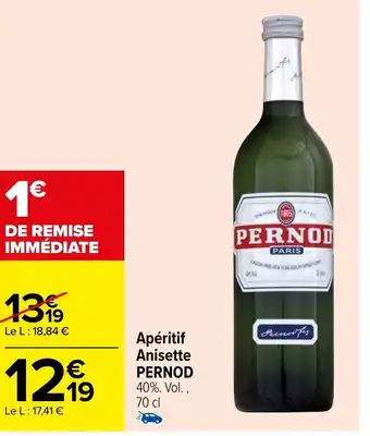 Carrefour Apéritif Anisette PERNOD 40%. Vol., 70 cl offre