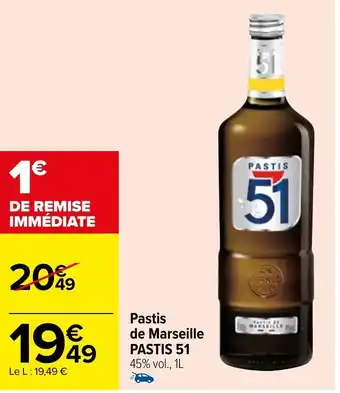 Carrefour Pastis de Marseille PASTIS 51 45% vol., 1L offre
