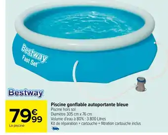 Carrefour Piscine gonflable autoportante bleue Piscine hors sol offre
