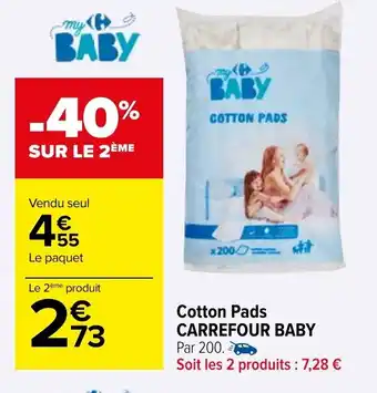 Carrefour Cotton Pads CARREFOUR BABY Par 200. offre