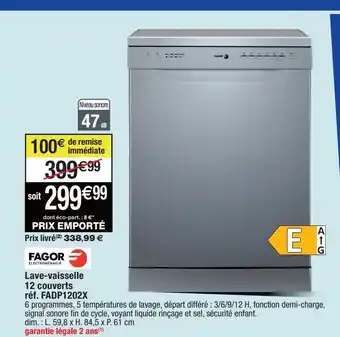Cora x Carrefour Lave-vaisselle fagor offre