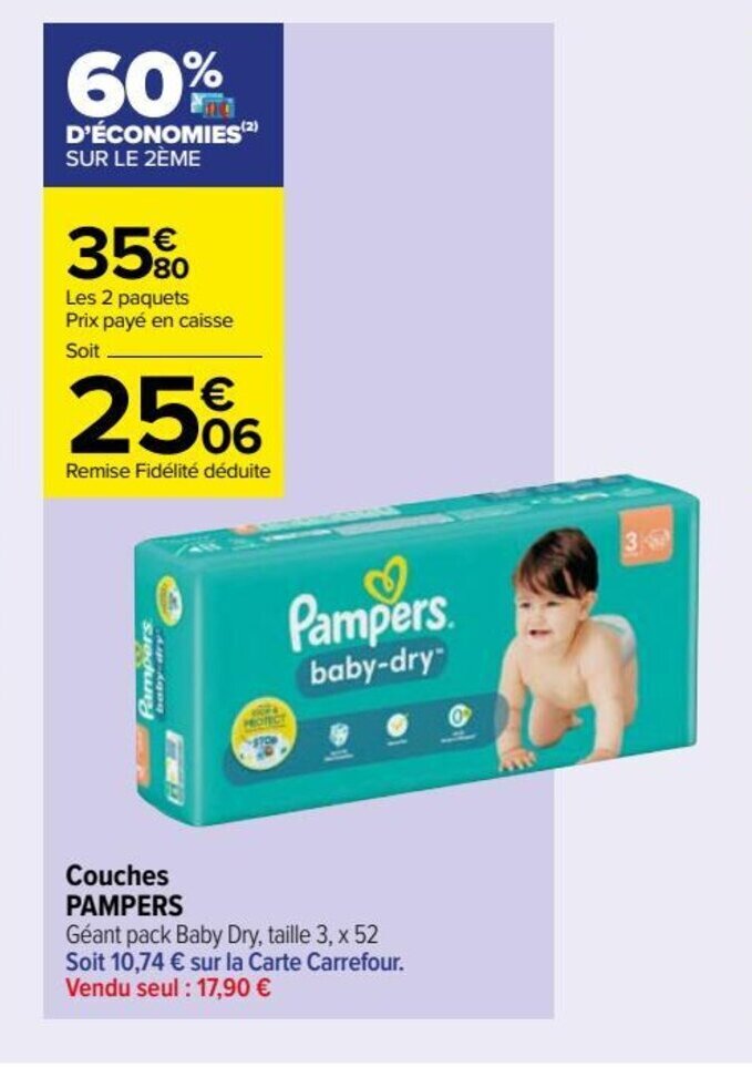 Promo Couches PAMPERS chez Carrefour Drive