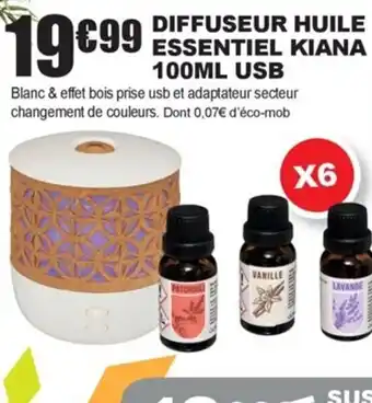 La Foir'Fouille DIFFUSEUR HUILE ESSENTIEL KIANA 100ML USB offre