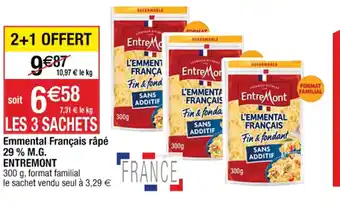 Cora x Carrefour Emmental Français râpé 29 % M.G. ENTREMONT offre