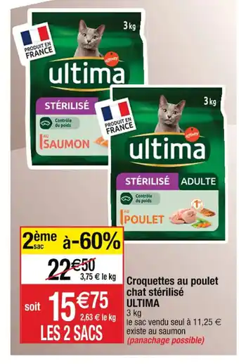 Croquettes au poulet chat stérilisé ULTIMA