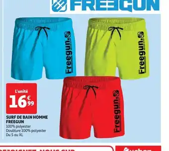 Auchan SURF DE BAIN HOMME FREEGUN 100% polyester Doublure 100% polyester Du S au XL offre