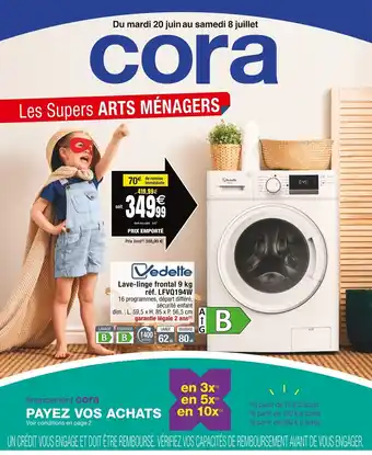 Cora x Carrefour Lave-linge frontal 9 kg réf. LFVQ194W offre