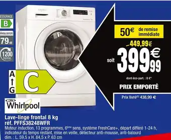 Cora x Carrefour Lave-linge frontal 8 kg offre
