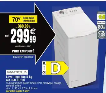 Cora x Carrefour Lave-linge top 5 kg offre