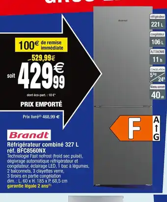 Cora x Carrefour Réfrigérateur combiné 327 L réf. BFC8560NX offre