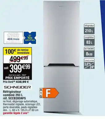 Cora x Carrefour Réfrigérateur combiné 293 L offre
