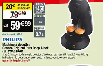 Cora x Carrefour Machine à dosettes Senseo Original Plus Deep Black offre