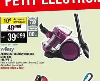 Cora x Carrefour Aspirateur multicyclonique sans sac offre