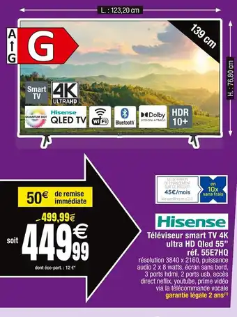 Cora x Carrefour Téléviseur smart TV 4K ultra HD Qled 55" offre