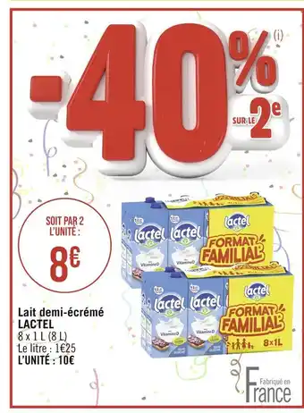 Casino Supermarchés Lactel lait demi-écrémé offre