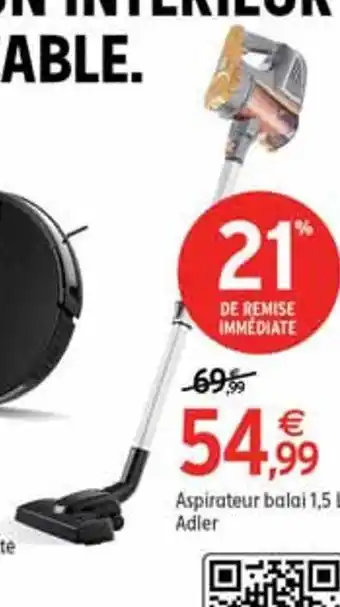Intermarché Adler aspirateur balai 1,5 l offre