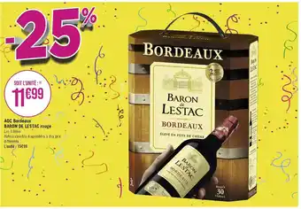 Casino Supermarchés Baron de lestac aoc bordeaux rouge offre