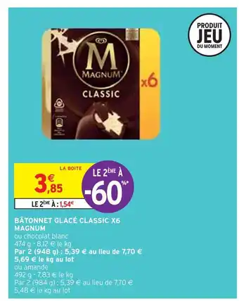 Intermarché Magnum bâtonnet glacé classic x6 offre