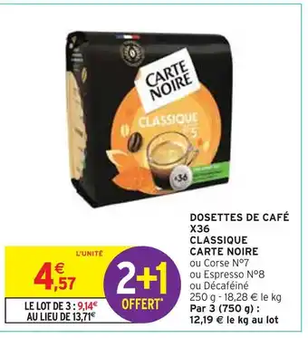 Intermarché Carte noire dosettes de café x36 classique offre