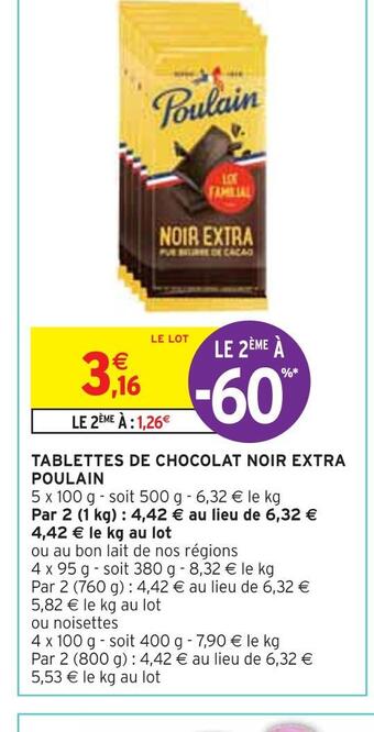 Poulain tablettes de chocolat noir extra
