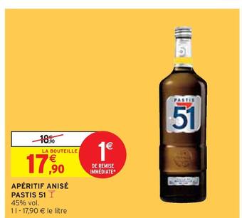 Intermarché Pastis 51 apéritif anisé offre