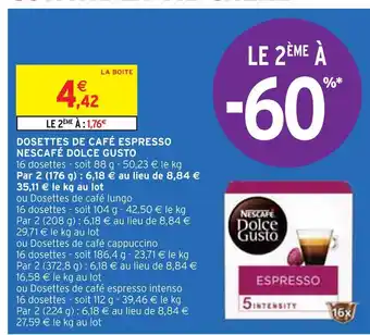 Intermarché Nescafé dosettes de café espresso dolce gusto offre