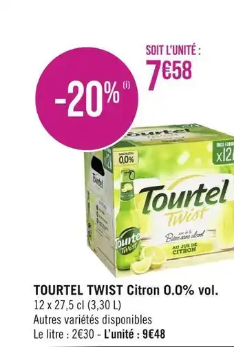 Casino Supermarchés Tourtel twist citron 0.0% vol. offre