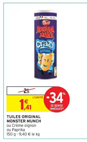 Intermarché Monster munch tuiles original offre
