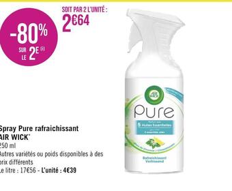 Air wick spray pure rafraichissant*