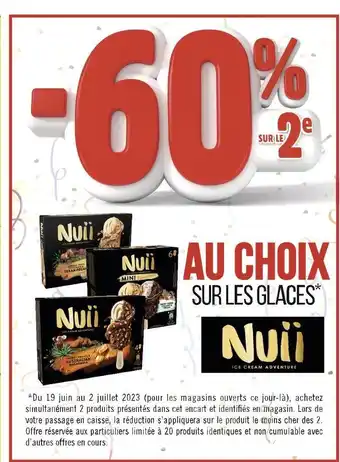 Nuii -68% sur le 2ème au choix sur les glaces nuii